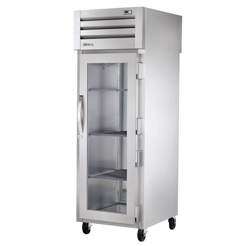598-STG1RPT1G1S 27 1/2" One Section Pass Thru Refrigerator, (1) Glass Door, (1) Solid Door,...