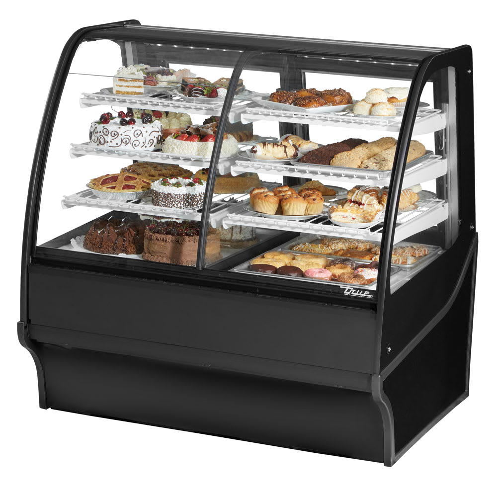 598-TDMDZ48GEGEBW 48 1/4" Full Service Dual Zone Bakery Case w/ Curved Glass - (4) Levels, 1...
