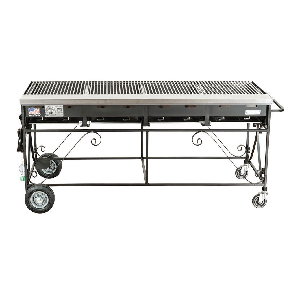 Big Johns Grills & Rotisseries A4CC-LPSS 65" Mobile Gas Commercial Outdoor Grill w/ Multiple Heat Zones, Liquid Propane