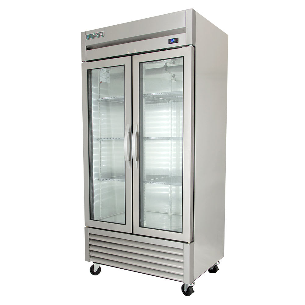 598-T35G 39 3/5" Two Section Reach In Refrigerator, (2) Left/Right Hinge Glass Doors, 115v