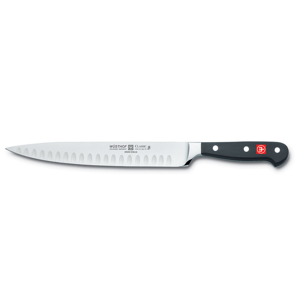 618-4524723 Classic 9" Carving Knife w/ Black Polymer Handle, High Carbon Steel