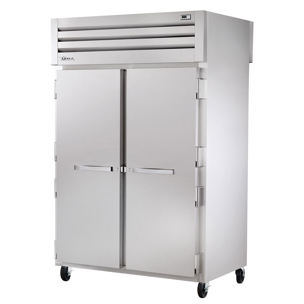 598-STA2RPT2S2G 52 3/5" Two Section Pass Thru Refrigerator, (2) Glass Doors, (2) Solid Doors...
