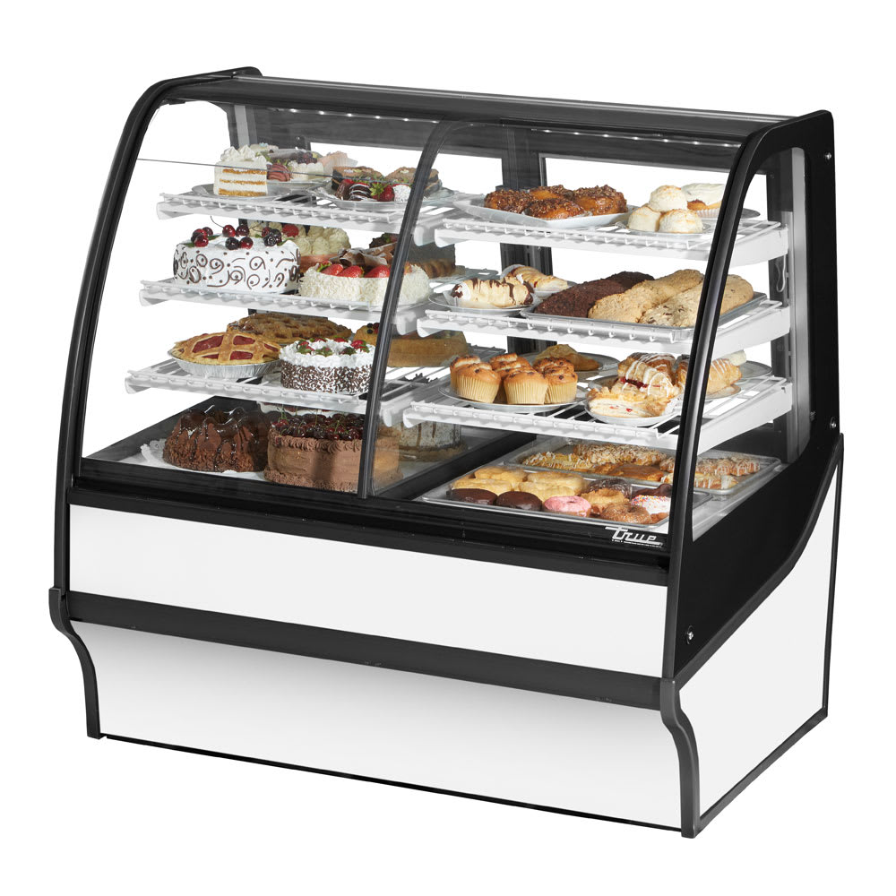 598-TDMDZ48GEGEWW 48 1/4" Full Service Dual Zone Bakery Case w/ Curved Glass - (4) Levels, 1...