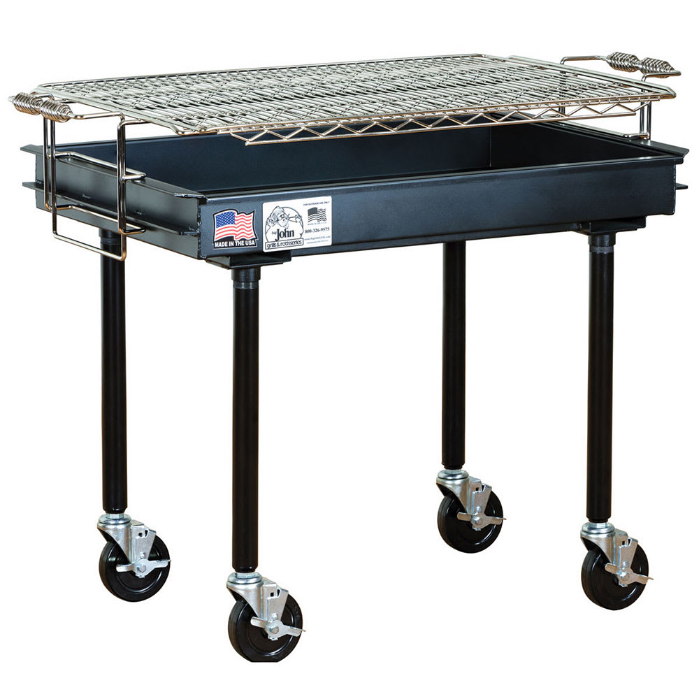 Big Johns Grills & Rotisseries M-13B 36" Mobile Charcoal Commercial Outdoor Grill w/ Painted Finish