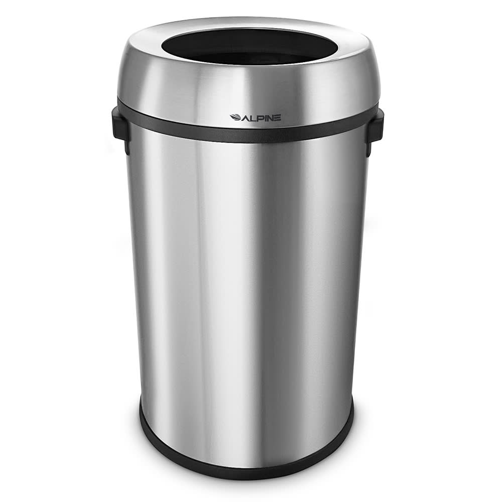 874-47065L 17 gal Indoor Decorative Trash Can - Metal, Stainless Steel