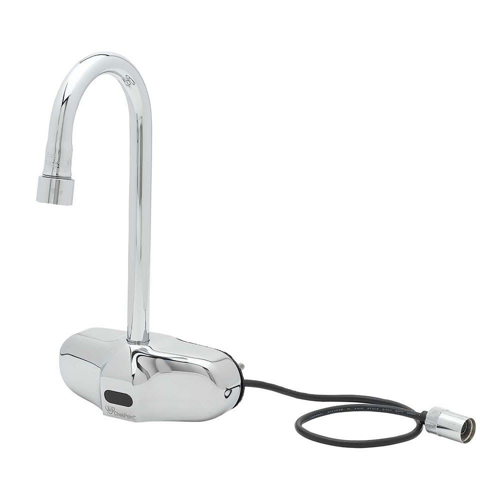 064-EC3105 Wall Mount Electronic Faucet - 4" Centers, Gooseneck Spout, Chrome Plated Brass