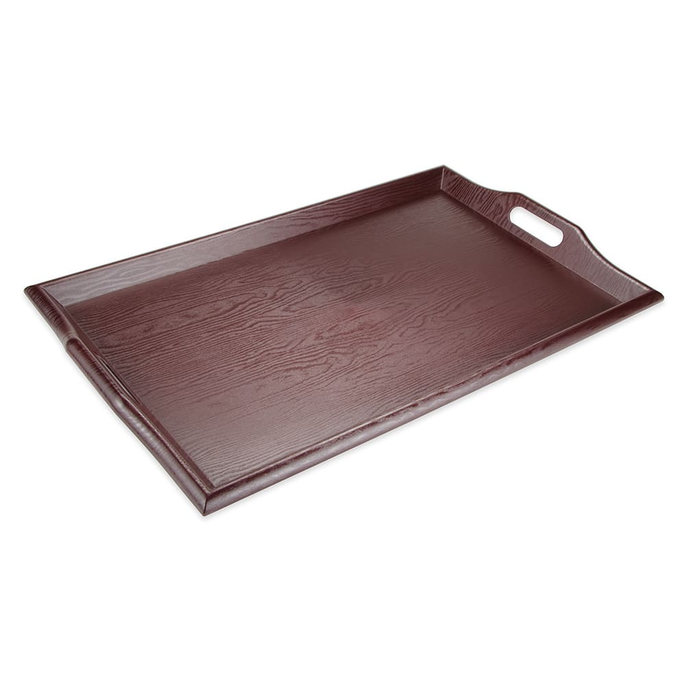 284-RST2517M Rectangular Room Service Tray, 25" x 16", Plastic, Mahogany