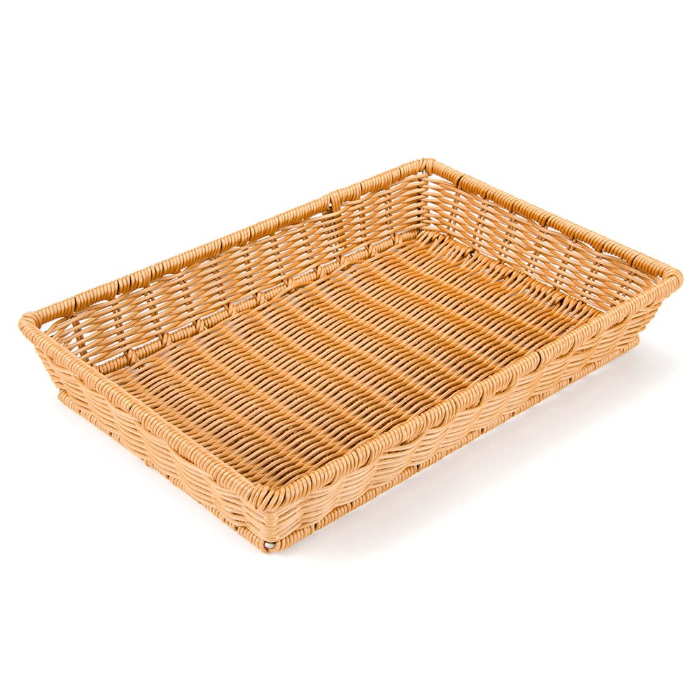 284-WB1553HY Rectangular Bread Basket, 16 1/4" x 11", Polypropylene, Honey