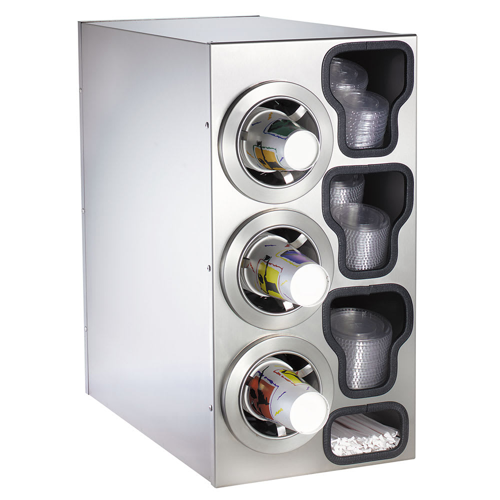 Dispense-Rite CTC-C-3LSS Cup & Lid Organizer, Cabinet, (7) Compartment, All Cup Types
