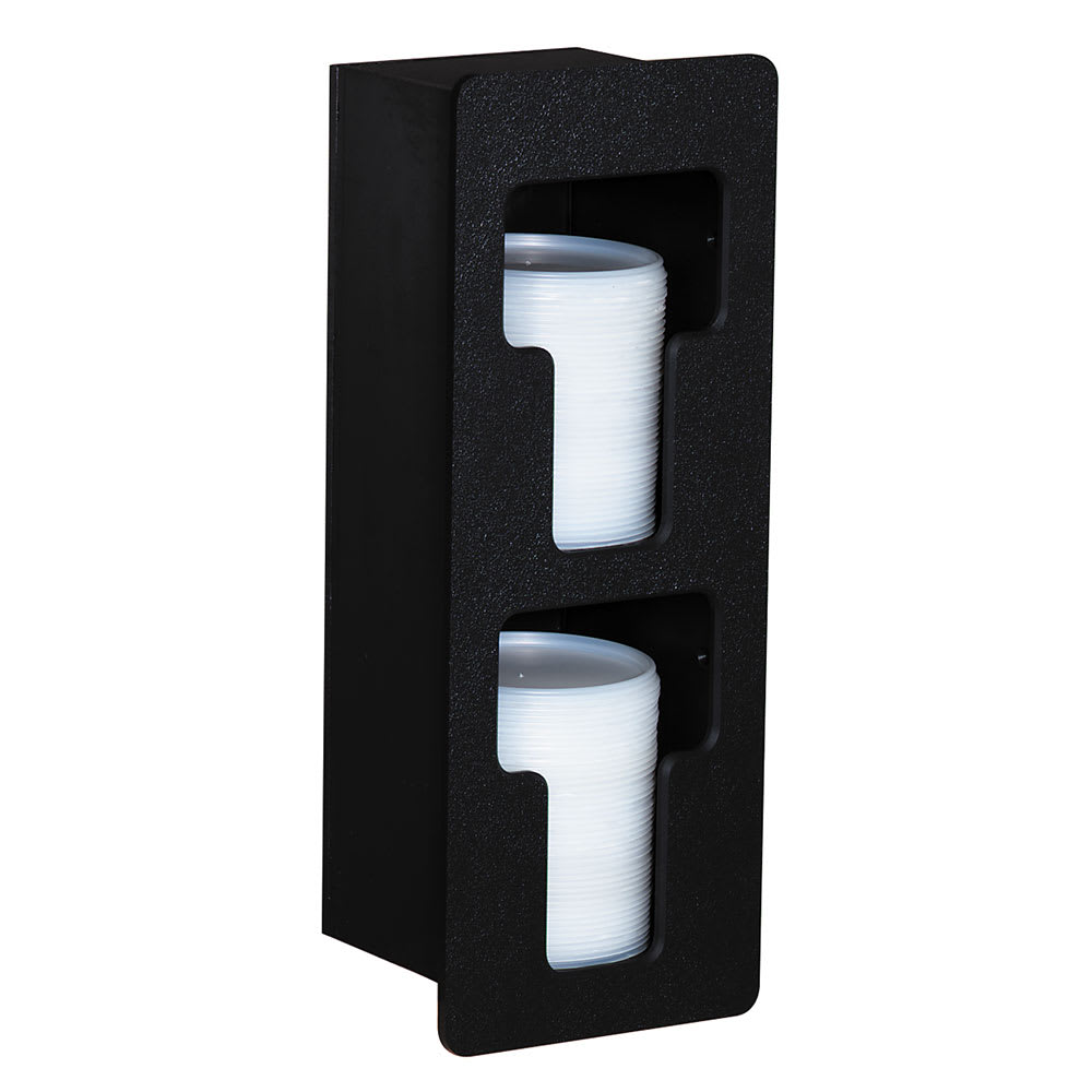 Dispense-Rite FMVL-2 Lid Dispenser, Built-In, 2 Section, Polystyrene, Black
