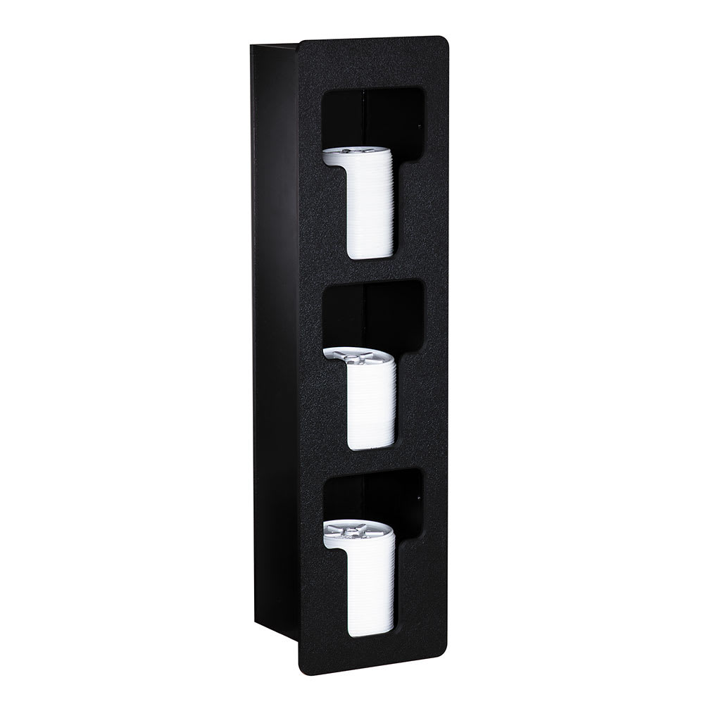 Dispense-Rite FMVL-3 Lid Dispenser, Built-In, 3 Section, Polystyrene, Black