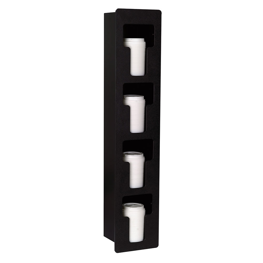 Dispense-Rite FMVL-4 Lid Dispenser, Built-In, 4 Section, Polystyrene, Black