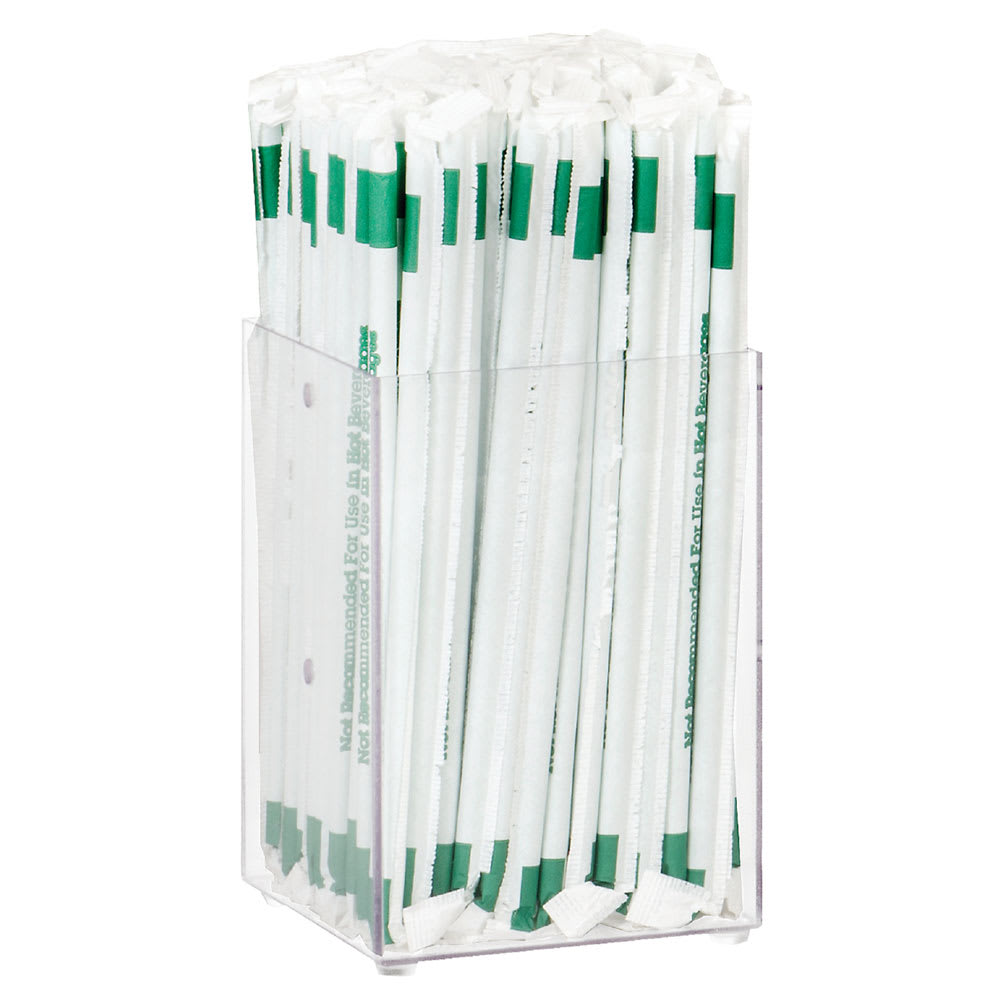 472-MSH1 1 Compartment Straw Holder - 4" x 4" x 6", Clear