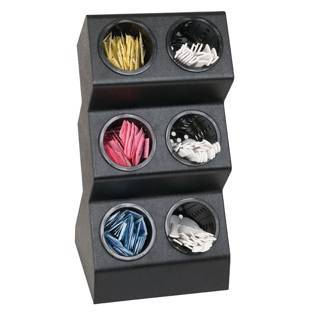 472-VSCH6BT 6 Compartment Flatware Organizer - 10 1/2" x 21 1/8"H, Polystyrene, Black