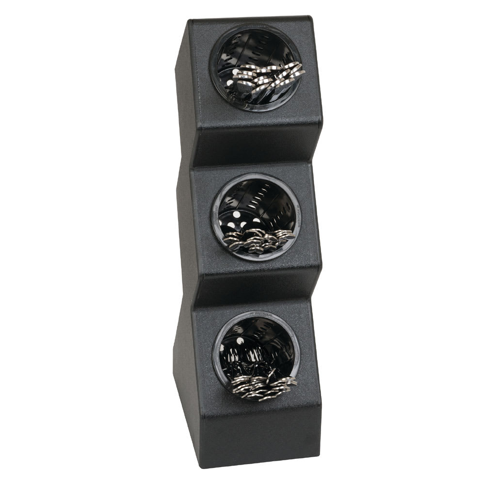 472-VSCH3BT 3 Compartment Flatware Organizer - 6" x 21 1/8", Polystyrene, Black