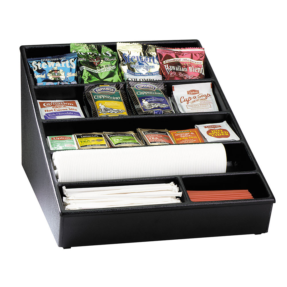 Dispense-Rite WLS-1BT Lid, Straw & Condiment Organizer, Wide, 9 1/2 x 16 1/2 x 23 in, Poly/ABS