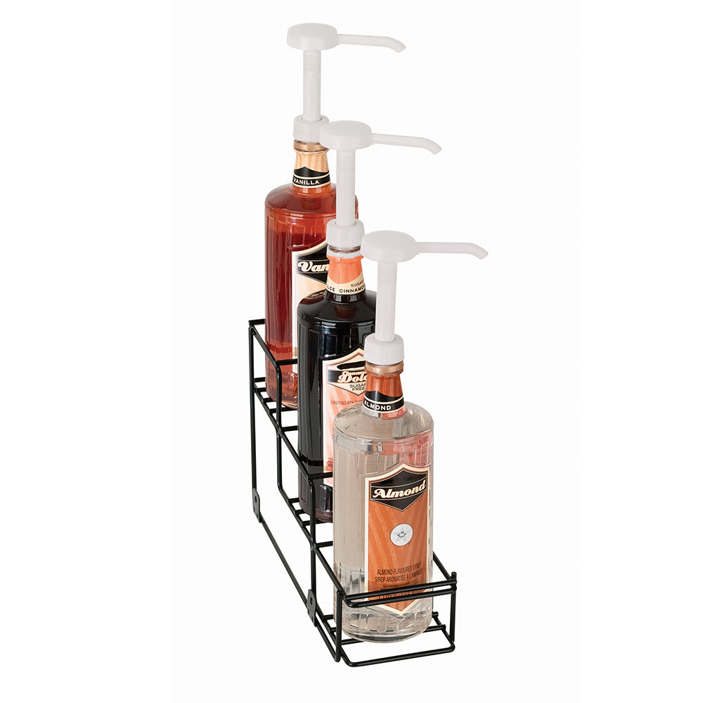 472-WRBOTL3 Bottle Organizer, Wire Rack, 3 Section, Reinforced Welded, Black