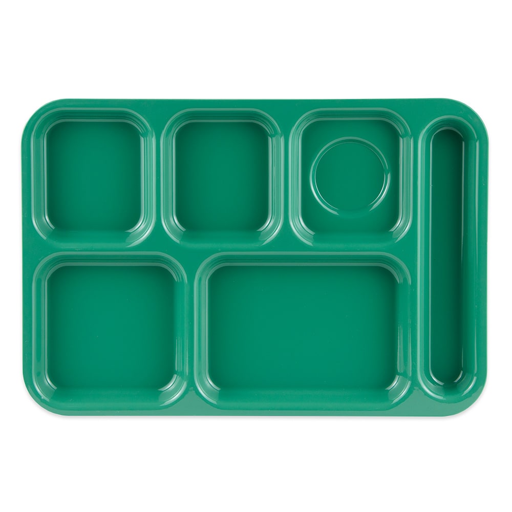 284-TR152FG Plastic Rectangular Tray w/ (6) Compartments, 14 3/8" x 9 7/8", Rainforest...