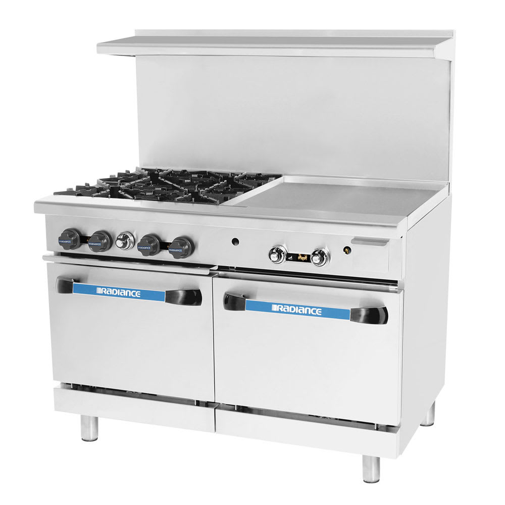 083-TARG4B24GNG 48" 4 Burner Gas Range w/ Griddle & 2 Standard Ovens, Natural Gas