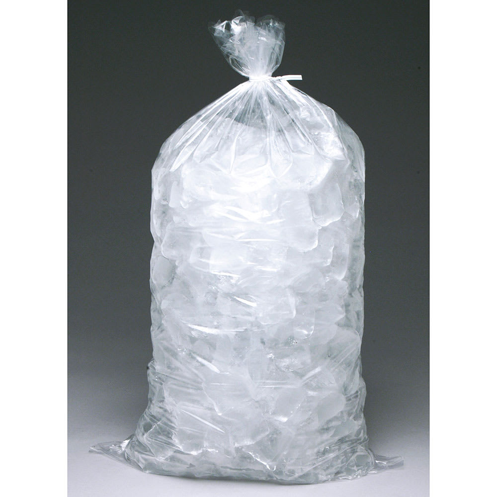 Choice 10 lb. Clear Plastic Drawstring Ice Bag with Ice Print