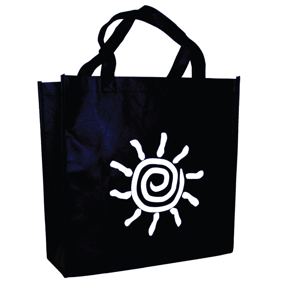 909-NW13513 Non-Woven Poly Shopping/Grocery Bag - 13" x 5" x 13", Black