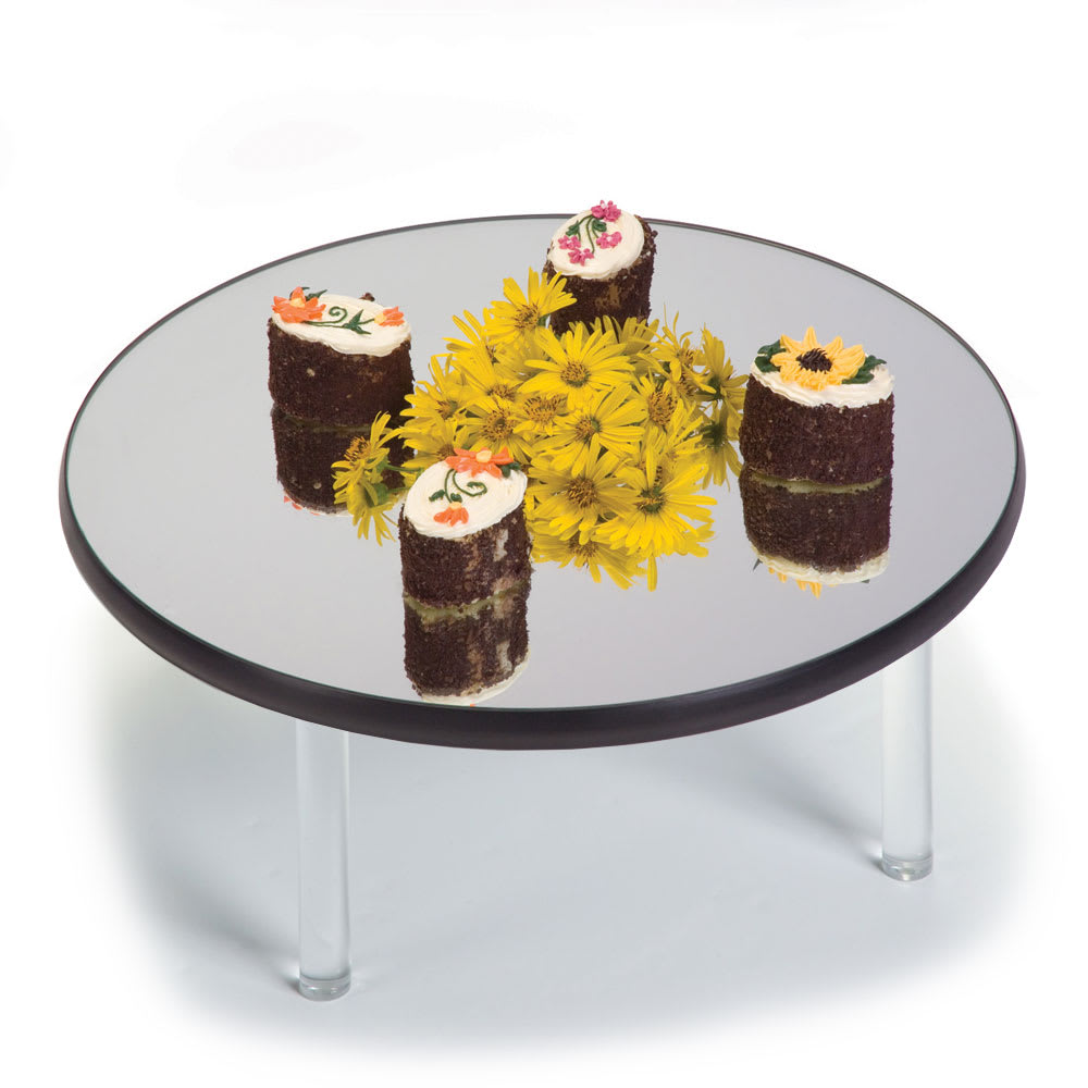 121-2274 15" Round Rimless Mirror Tray w/ Clear Acrylic Legs