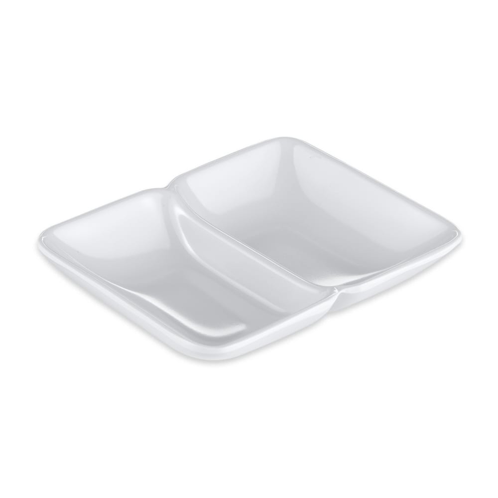 284-037W Rectangular Sauce Dish w/ (2) 1 oz Compartments, 4" x 3", Melamine