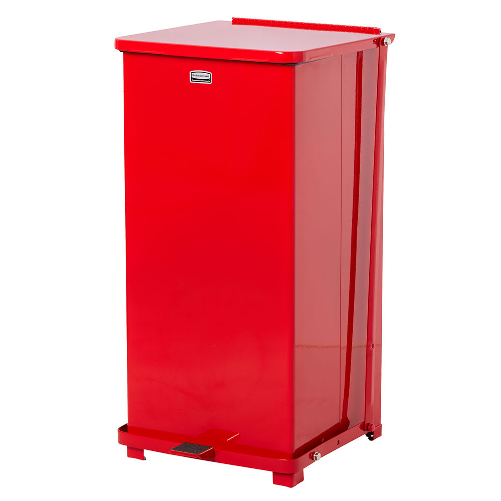 007-FGST24EPLRD 24-gal Square Plastic Step Trash Can, 15"L x 15"W x 30"H, Red