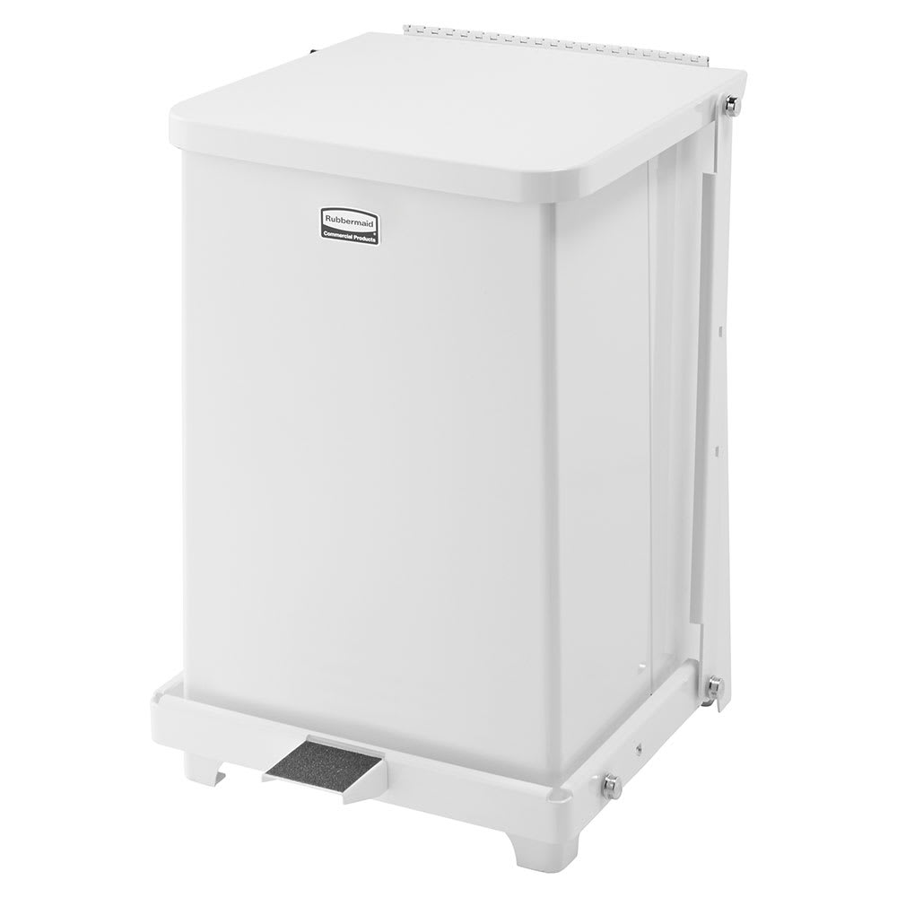 007-FGST7EPLWH 7-gal Square Plastic Step Trash Can, 12"L x 12"W x 17"H, White