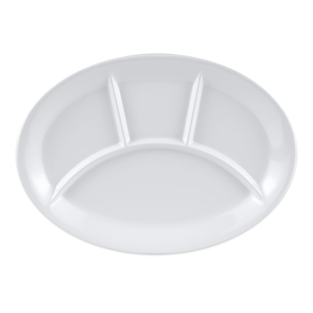 284-CP134W Oval Melamine  Dinner Plate - 13" x 9 1/2", White