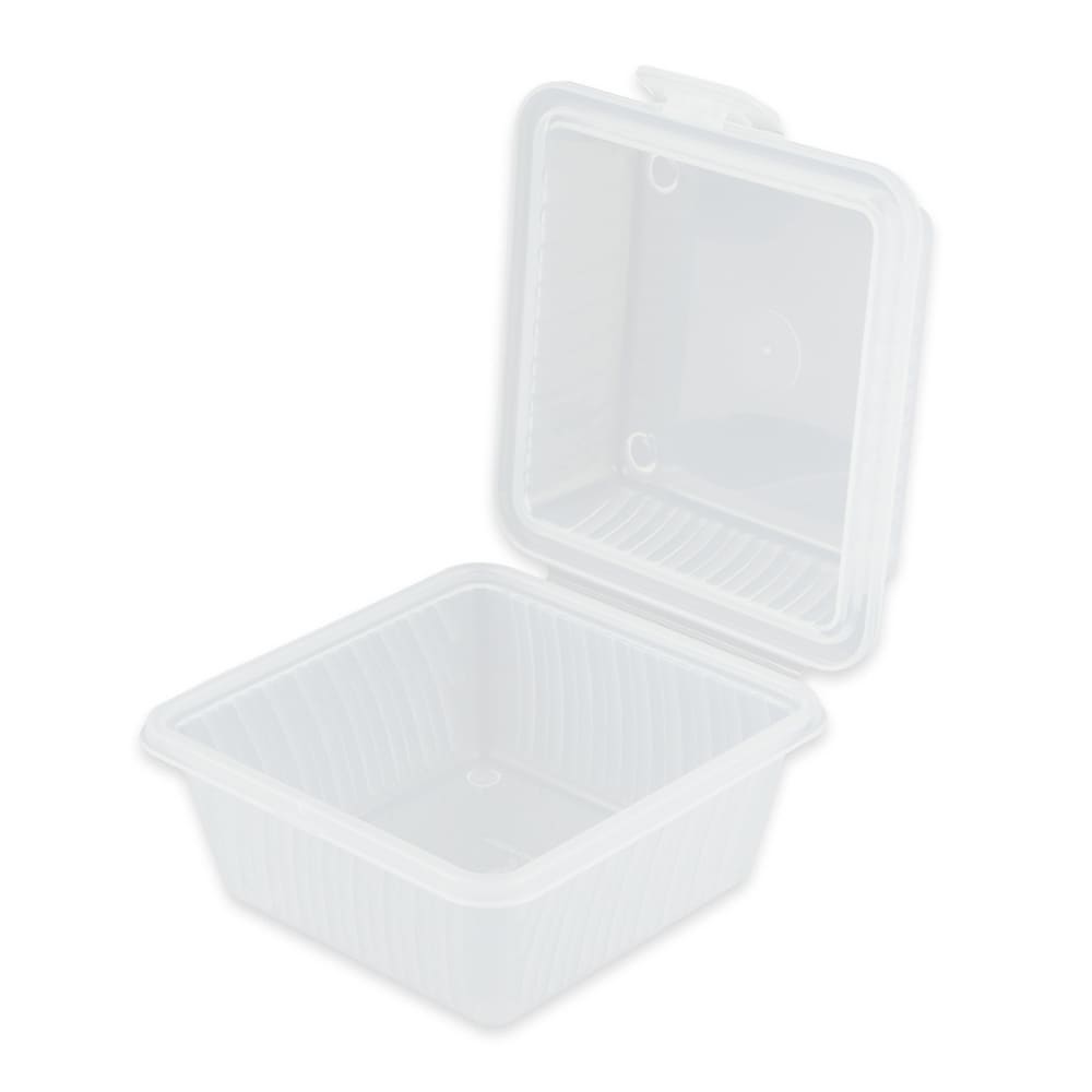 284-EC081CL 4 3/4" Square To Go Food Container, Polypropylene, Clear