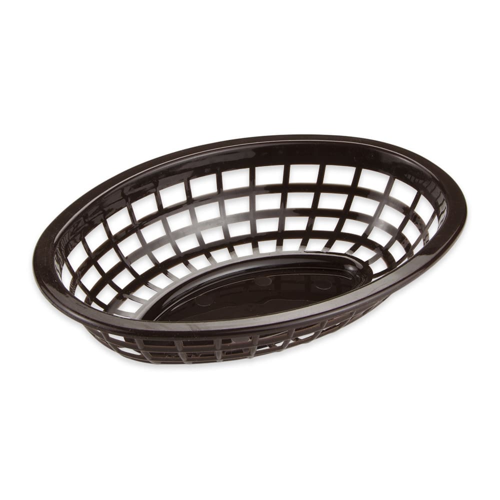 284-OB734BR Oval Bread & Bun Basket, 8" x 5 1/2", Polypropylene, Brown