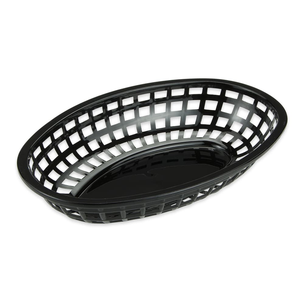 284-OB938BK Oval Bread & Bun Basket, 9 1/2" x 6", Polypropylene, Black