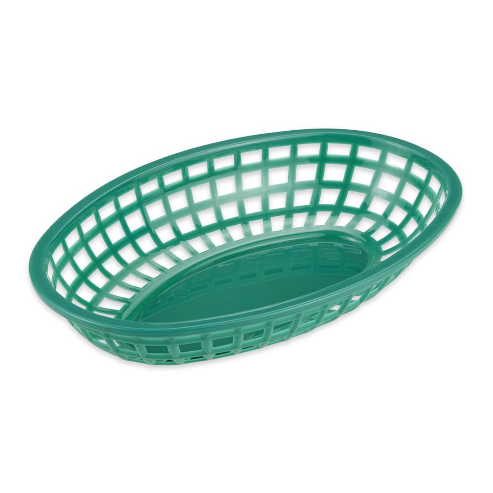 284-OB938G Oval Bread & Bun Basket, 9 1/2" x 6", Polypropylene, Green