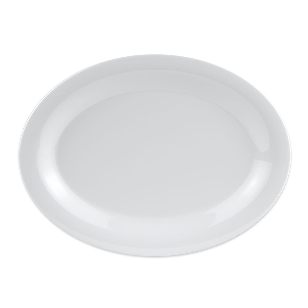 284-OP120DW 12" x 9" Oval Diamond White Platter - Melamine, White