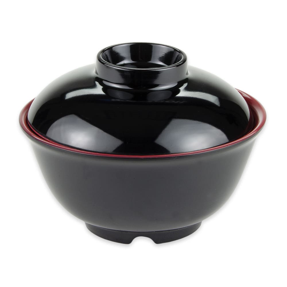 284-B123F 12 oz Round Melamine Bowl, Red/Black