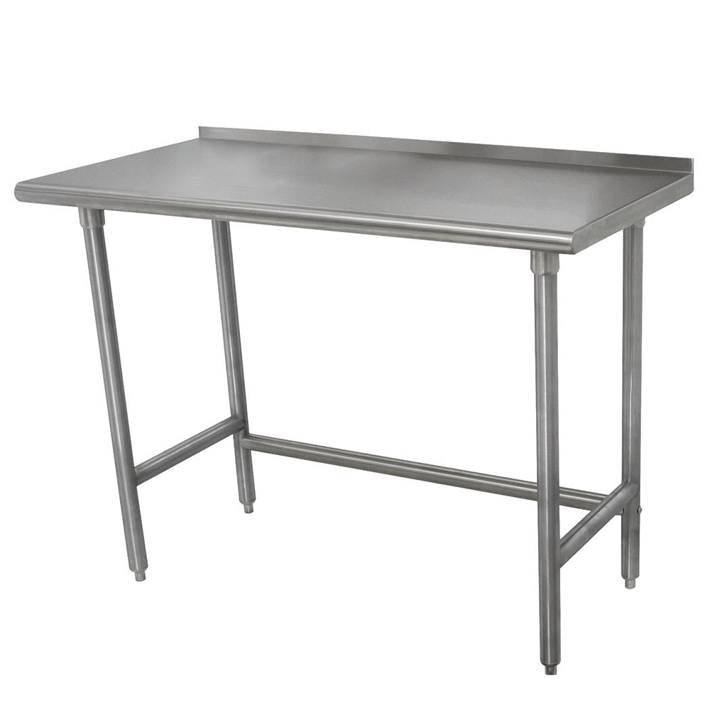 Advance Tabco TFMSLAG-302 24" 16 ga Work Table w/ Open Base & 304 Series Stainless Steel Top, 1 1/2" Backsplash