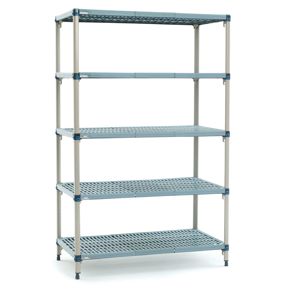 001-5Q357G3 48" NSF 5-Tier Heavy-Duty Plastic Shelving Unit - MetroMax® Q, 18"W, 74&quo...