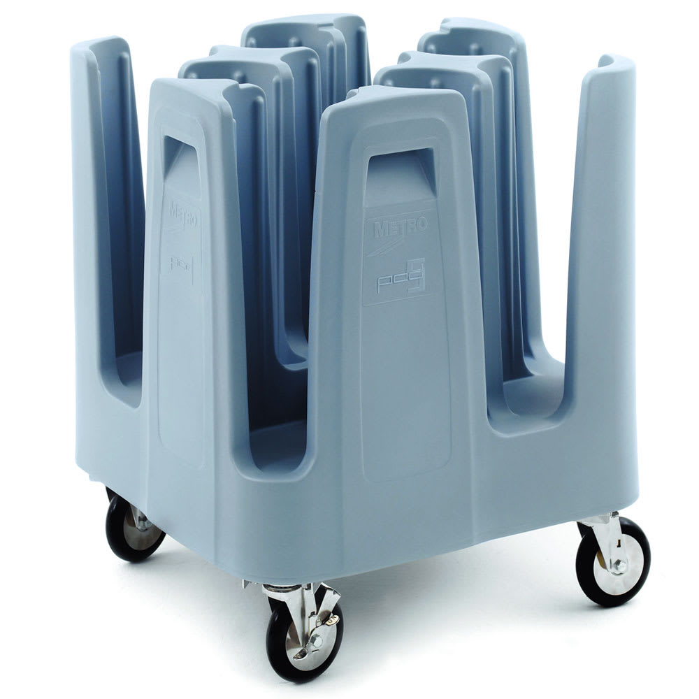 001-PCD5 24 1/16" Mobile Dish Caddy w/ (9) Columns - Polymer, Aesthetic Blue