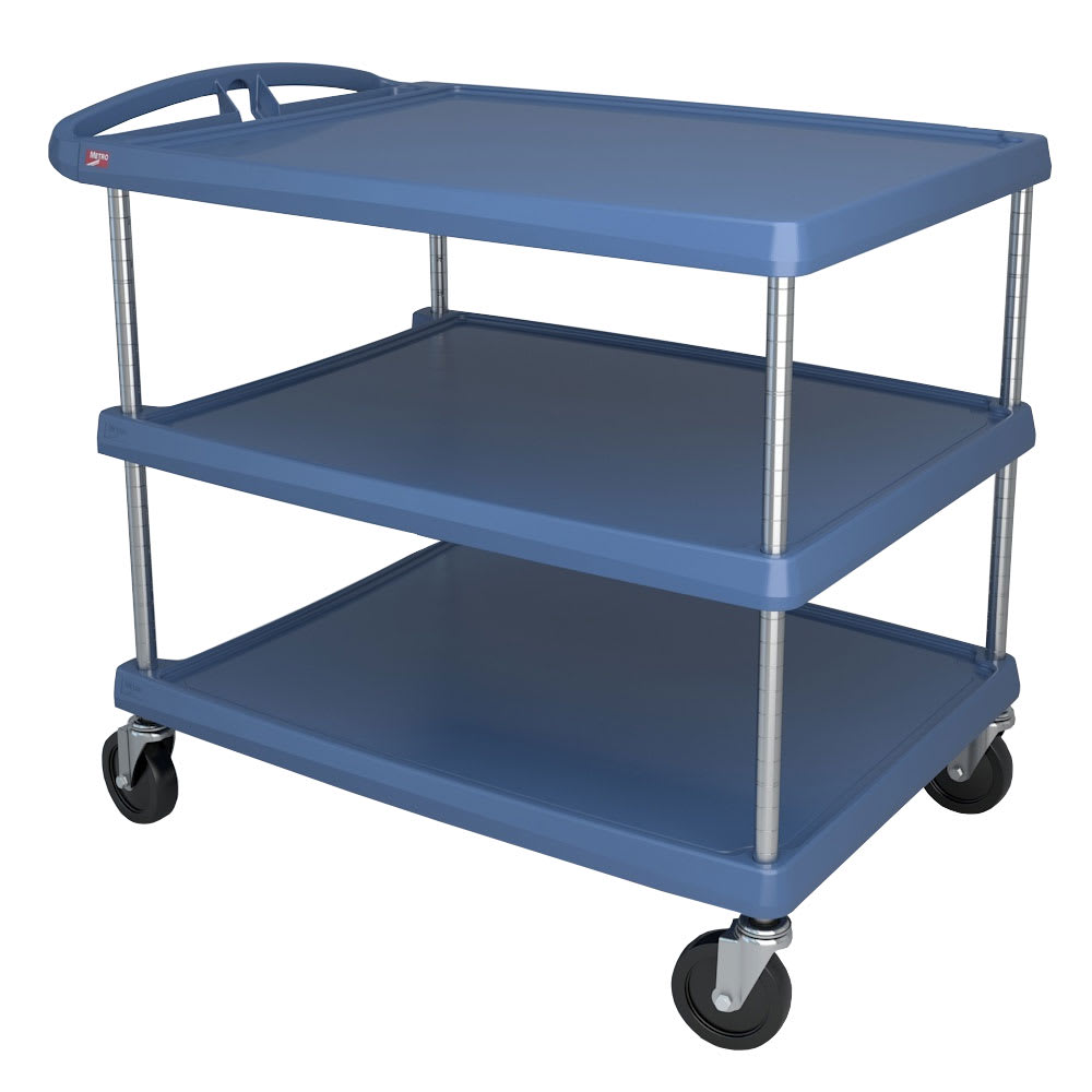 001-MY263635BU 3 Level Polymer Utility Cart w/ 300 lb Capacity, Marine Ledges