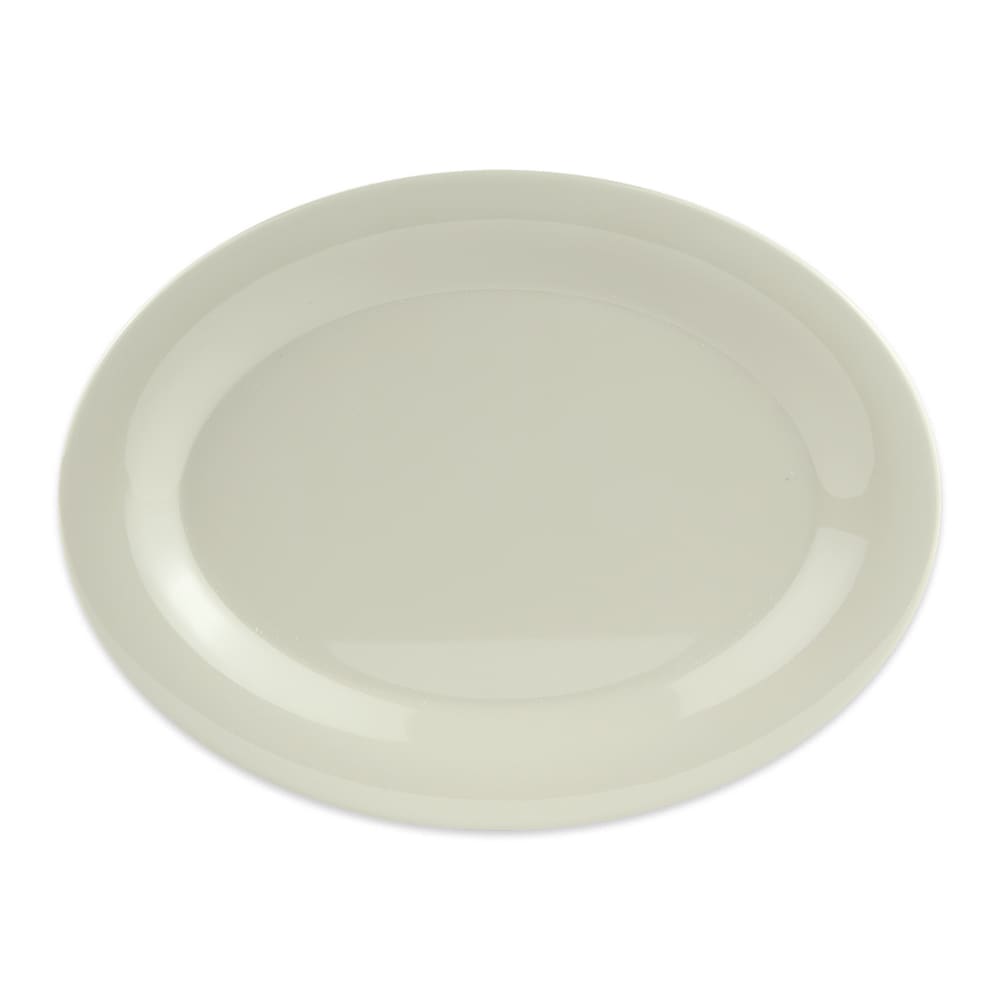 284-OP950DI 9 3/4" x 7 1/4" Oval Diamond Ivory Platter - Melamine, White