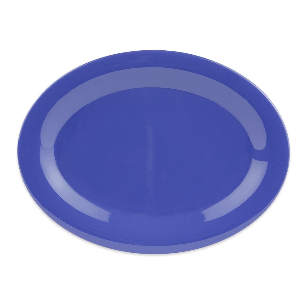 284-OP950PB 9 3/4" x 7 1/4" Oval Diamond Mardi Gras Platter - Melamine, Blue