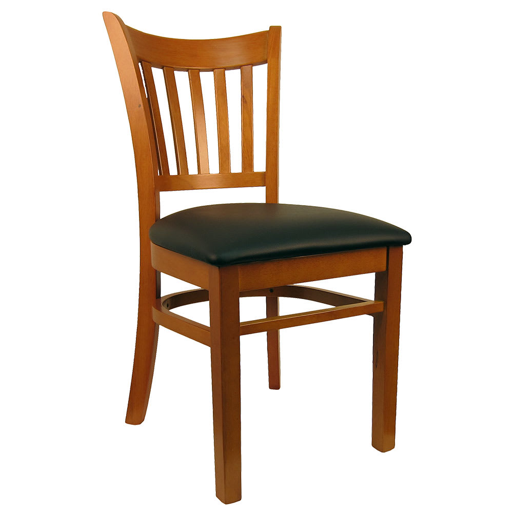 464-8642WCBKV Dining Chair w/ Vertical Slat Back & Black Vinyl Seat - Wild Cherry Frame