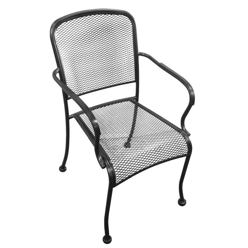 464-MC19A Wrought Iron Indoor/Outdoor Stackable Armchair - Steel, Black