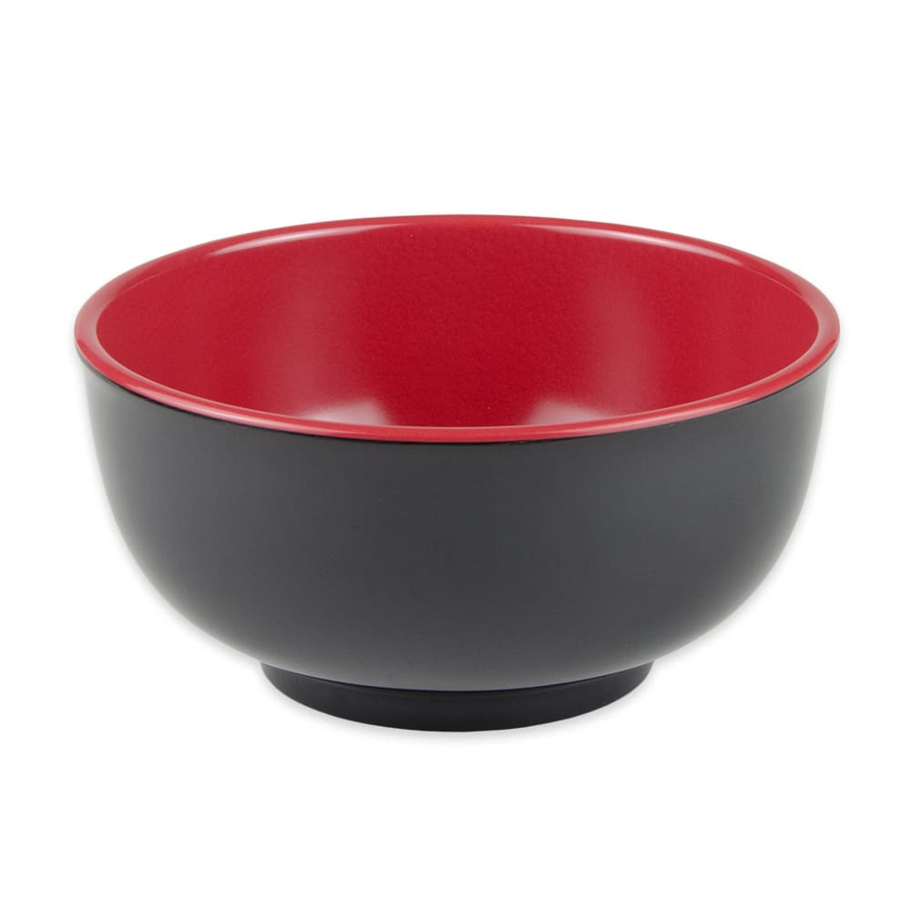 284-B125F 1 1/5 qt Round Melamine Rice Bowl, Red/Black