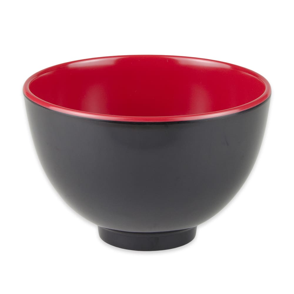 284-B124F 1 1/5 qt Round Melamine Rice Bowl, Red/Black