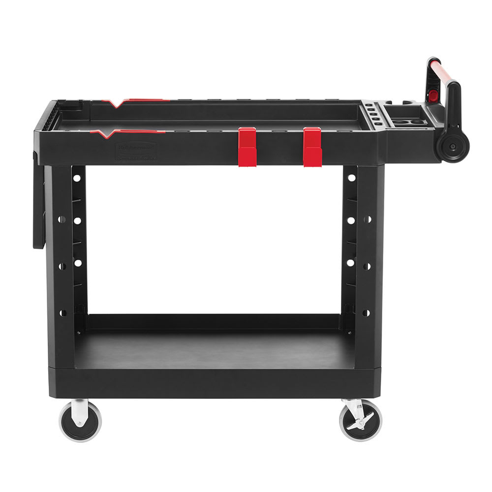 007-1997208 2 Level Polymer Utility Cart w/ 500 lb Capacity, Raised Ledges