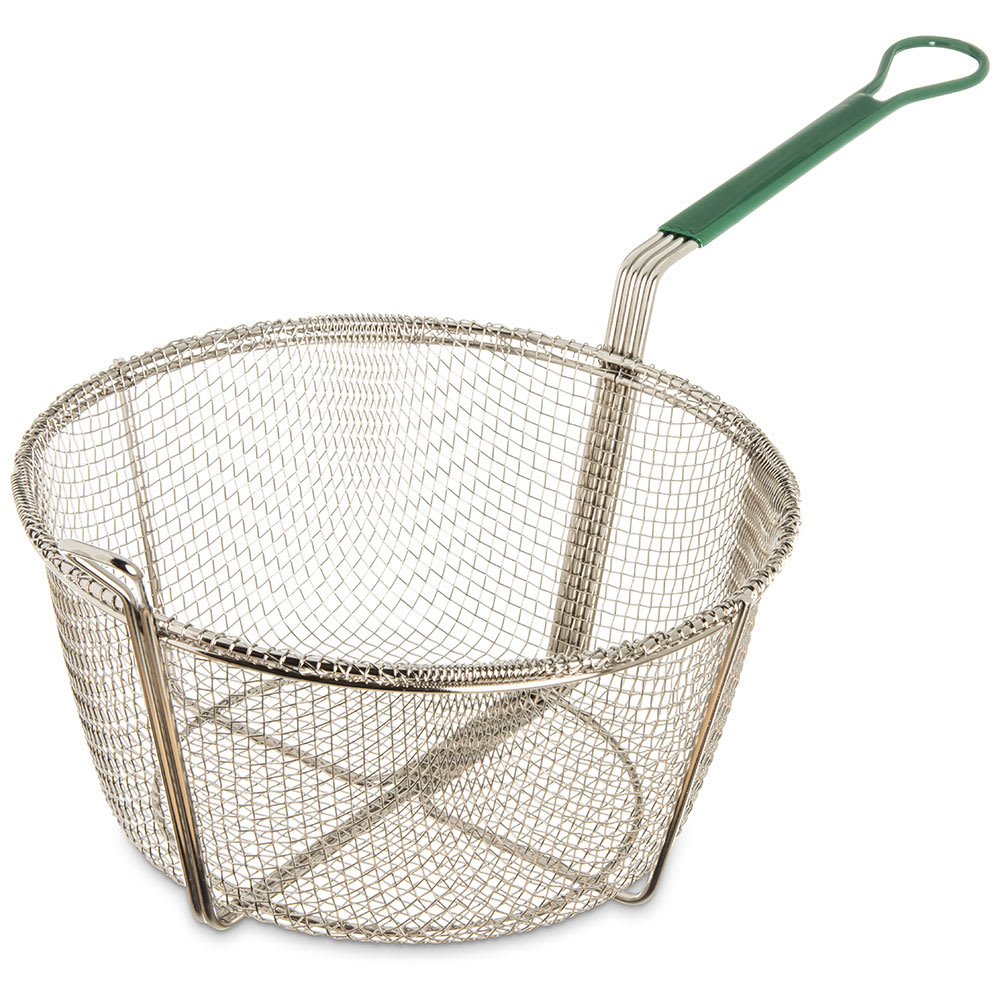 028-601031 Fryer Basket w/ Coated Handle & Front Hook, 11 1/2" Round x 5 1/8"