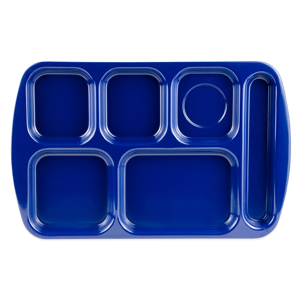 284-TR151NB Melamine Rectangular Tray w/ (6) Compartments, 15 1/2" x 9 7/8", Navy Blue