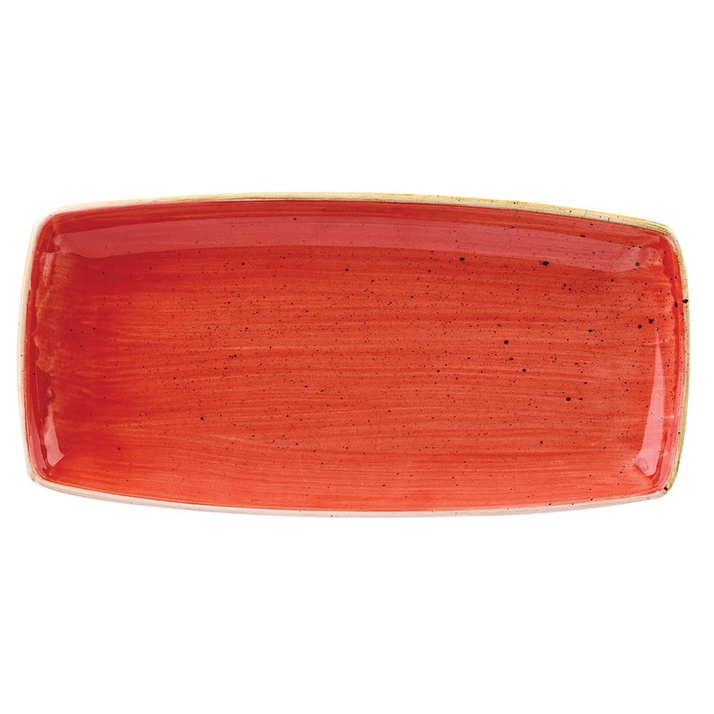 893-SBRSOP141 Rectangular Stonecast Plate - 14" x 7 1/4", Ceramic, Berry Red